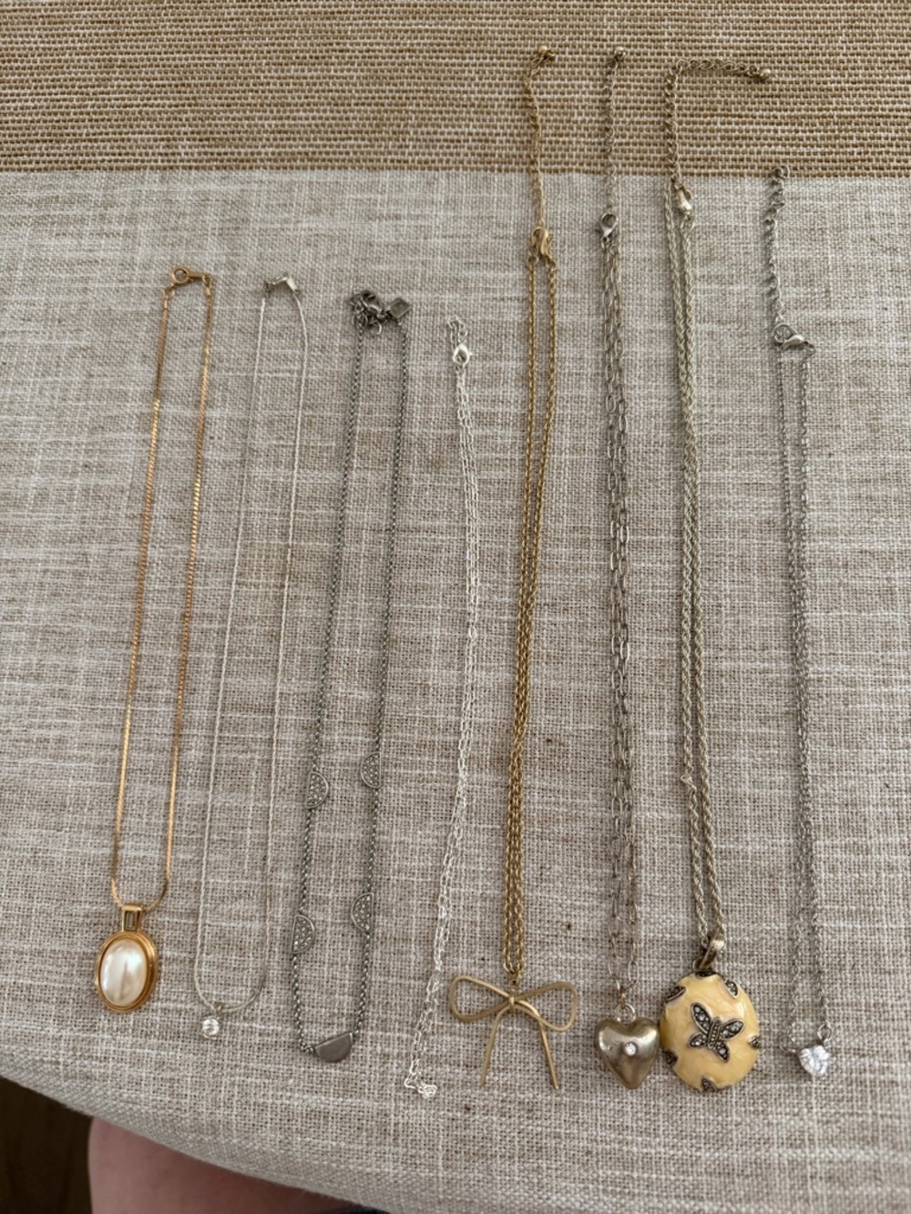 Lot of 8 Gold and Silver Mixed Metal Pendant Necklace Set - Women Jewelry